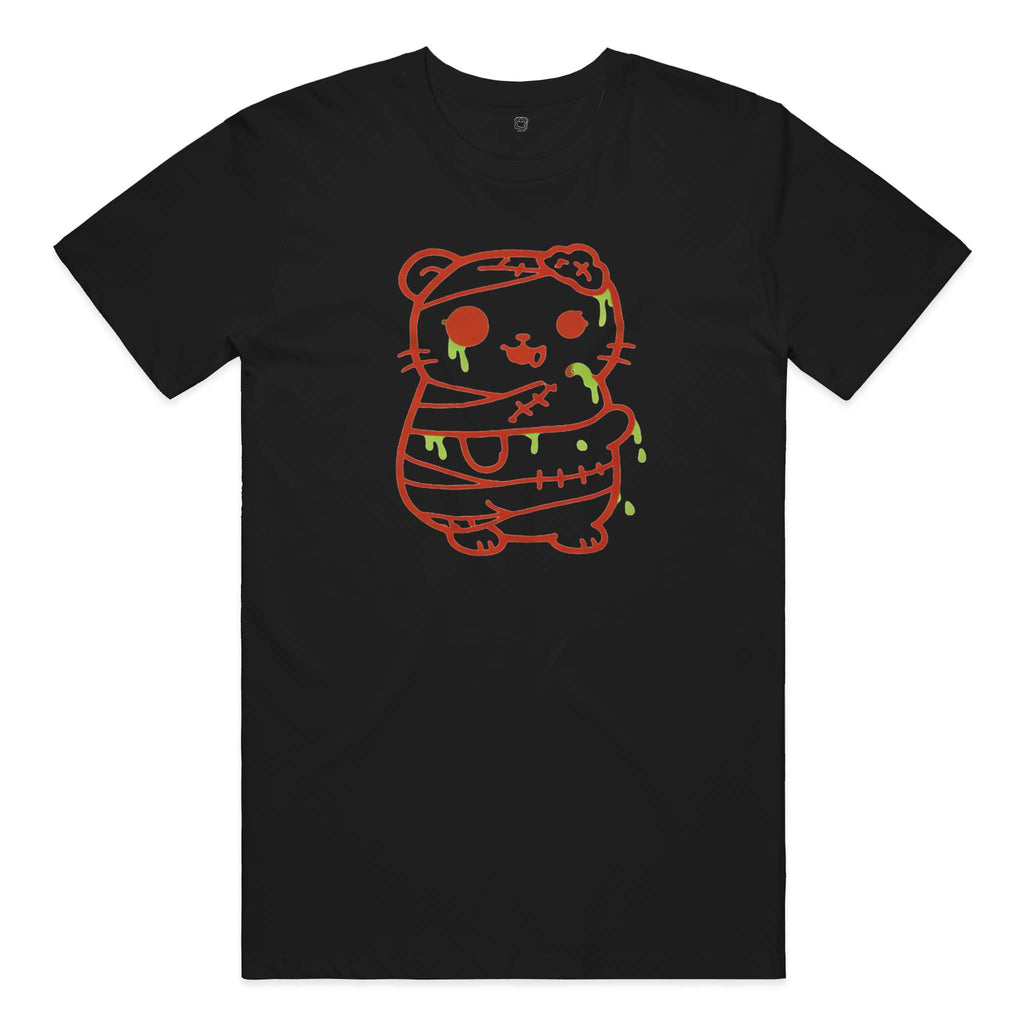 Big Logo "Dahlia the Zombie Hamster" Cotton T-Shirt in Black and Red