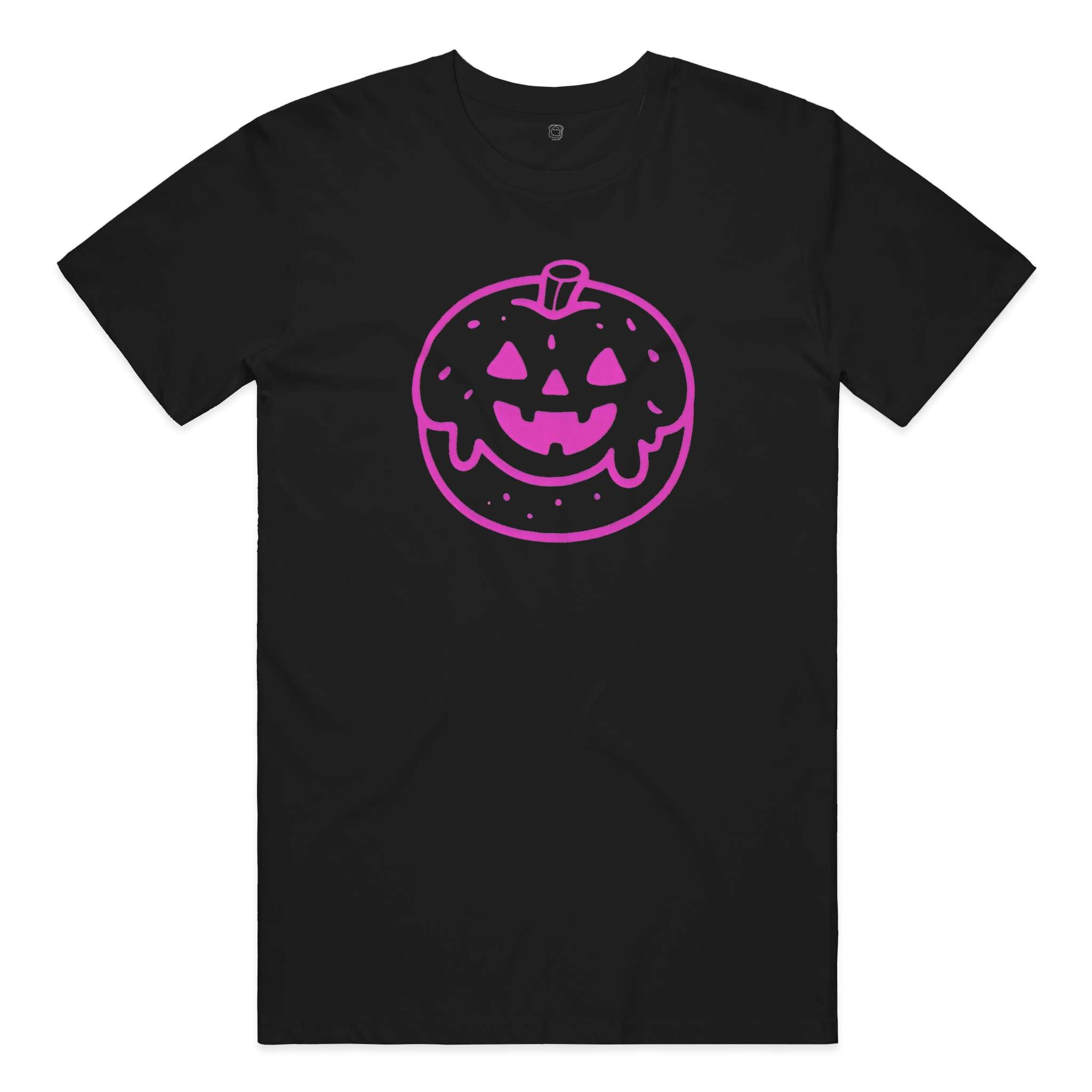 Big Logo "Helen the Pumpkin Donut" Cotton T-Shirt in Black and Pink