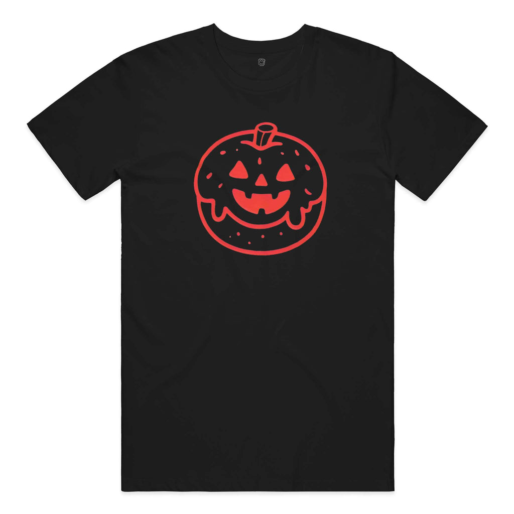 Big Logo "Helen the Pumpkin Donut" Cotton T-Shirt in Black and Red
