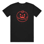 Big Logo "Helen the Pumpkin Donut" Cotton T-Shirt in Black and Red