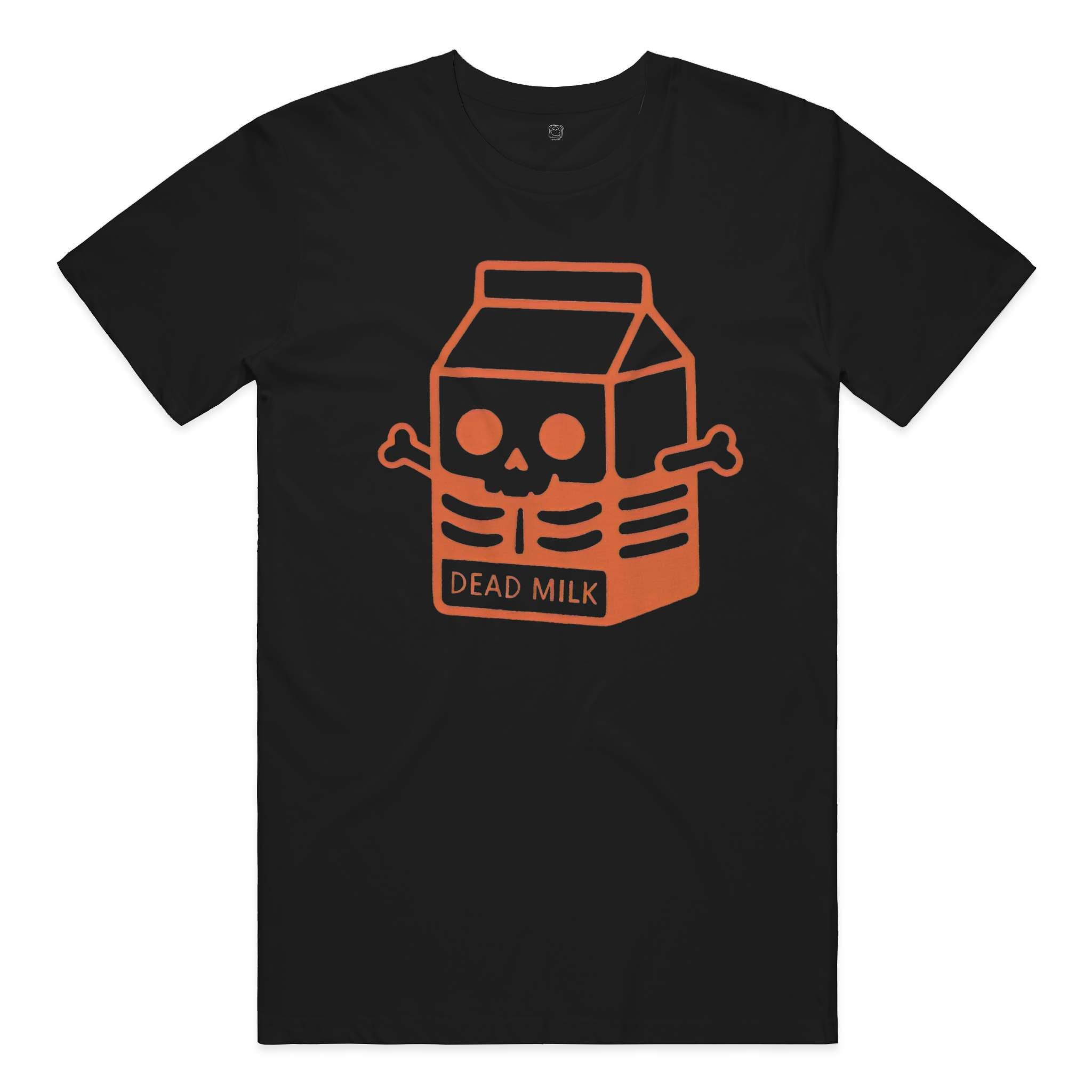 Big Logo "Mike the Dead Milk" Cotton T-Shirt in Black and Orange