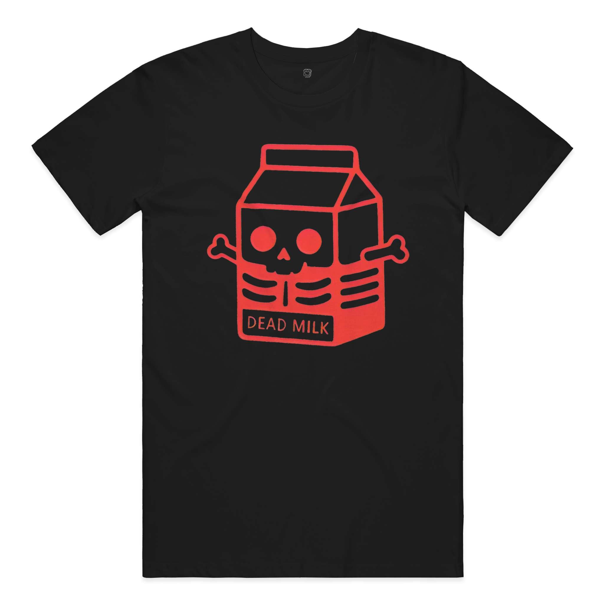 Big Logo "Mike the Dead Milk" Cotton T-Shirt in Black and Red