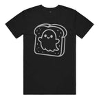 Big logo "Huck, The Ghost on a Toast" Cotton T-Shirt in Black and Grey