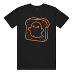 Big logo "Huck, The Ghost on a Toast" Cotton T-Shirt in Black and Orange