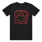 Big logo "Huck, The Ghost on a Toast" Cotton T-Shirt in Black and Red