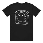 Big logo "Huck, The Ghost on a Toast" Cotton T-Shirt in Black and White
