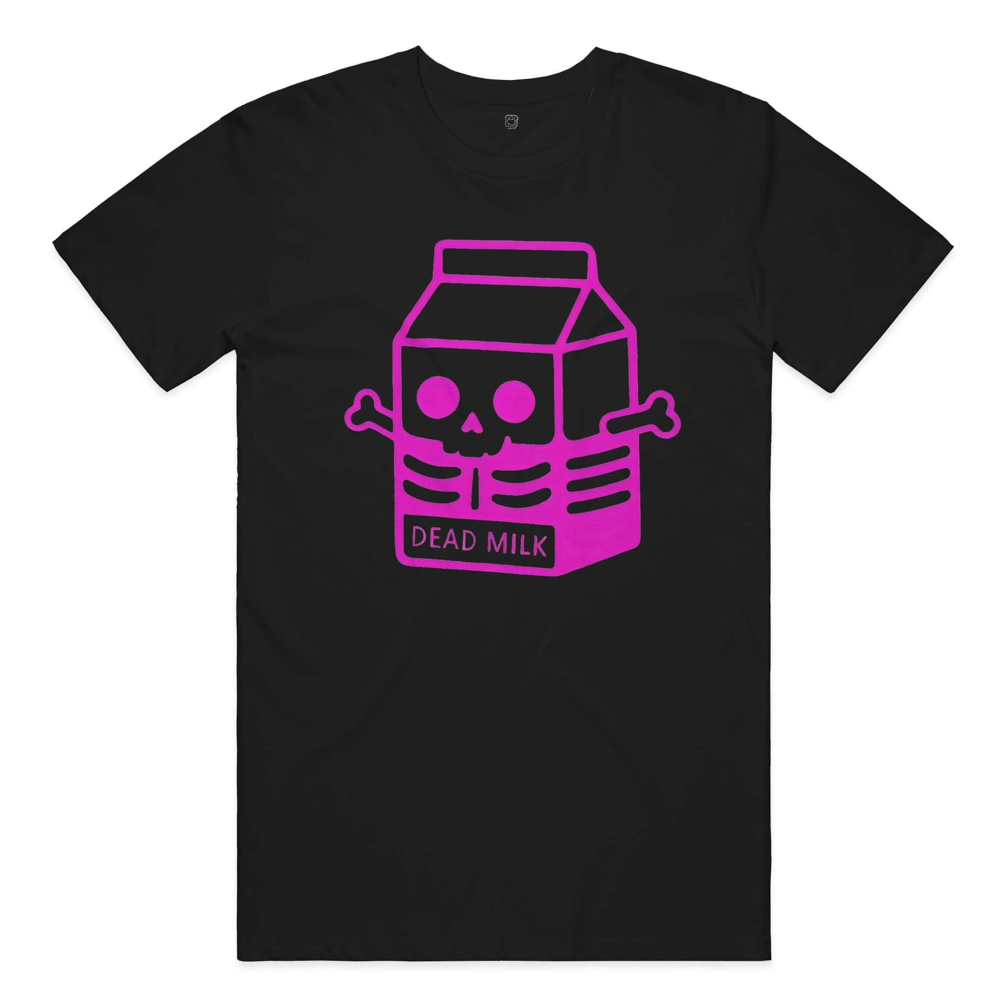 Big Logo "Mike the Dead Milk" Cotton T-Shirt in Black and Pink